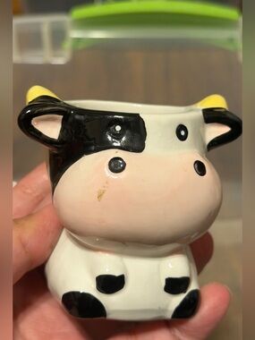 Whimsical Cow Ceramic Planter - Black & White